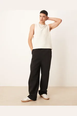 ASOS Joggers negros de pernera ancha de tejido grueso efecto neopreno de