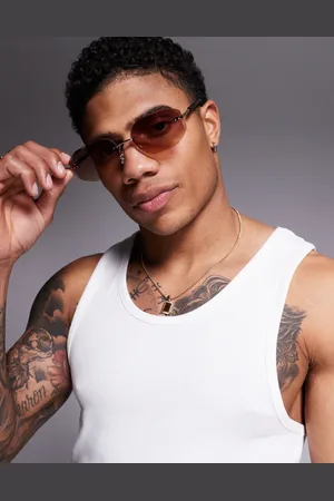 ASOS Gafas de sol doradas con montura al aire y lentes moradas de estilo retro de los años 90 de -Morado