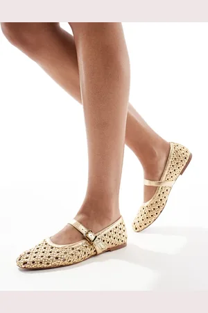 Schuh Merceditas doradas entretejidas Lexie de