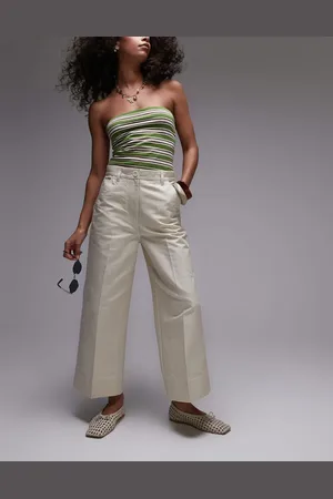ARKET Pantalones capri beis claro estructurados de pernera ancha de algodón de -Neutro