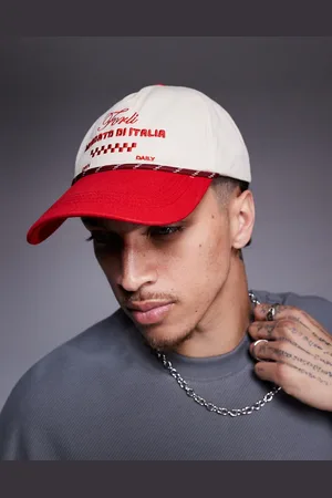 ASOS Gorra blanca con visera en contraste y detalle de bordado y cordón de