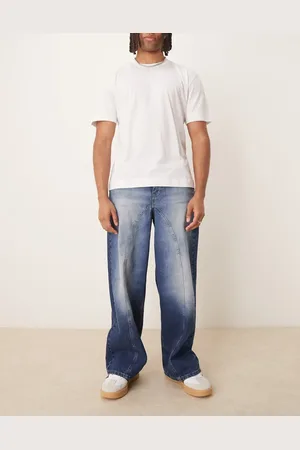 ASOS Vaqueros muy holgados con lavado azul oscuro con detalle de costuras de