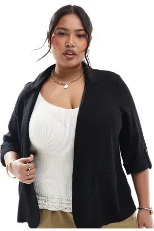 VERO MODA Americana negra de tejido efecto lino de