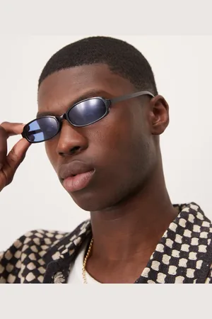 ASOS Gafas de sol negras rectangulares con lentes azules de