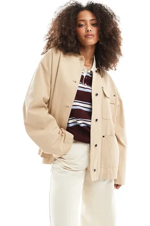 ASOS Chaqueta color piedra de corte depurado con solapas de pana Barn de -Blanco