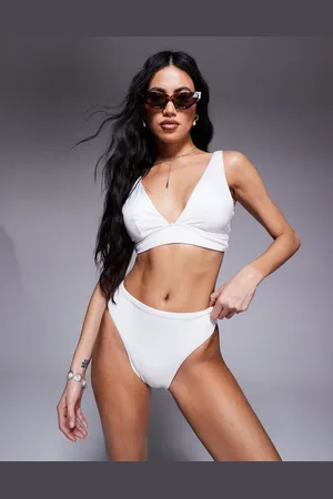 ASOS Braguitas de bikini blancas de talle y pernera altos Maya Mix & Match de