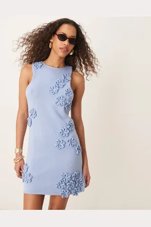 ASOS Vestido corto de punto con detalle de aplicaciones de flores de
