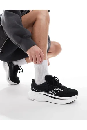 Saucony Zapatillas de deporte negras y blancas para correr con amortiguación neutra Ride 18 de -Negro