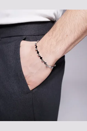 ASOS Pulsera de cadena plateada con cristales y charms de cruces de
