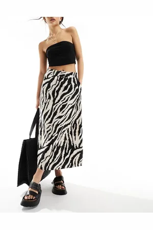 Object Falda midi acampanada con estampado de cebra de -Beis neutro
