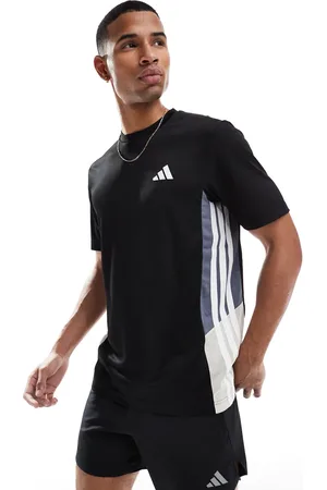 adidas Camiseta negra y gris con diseño color block y detalle de 3 rayas Essentials de adidas Training