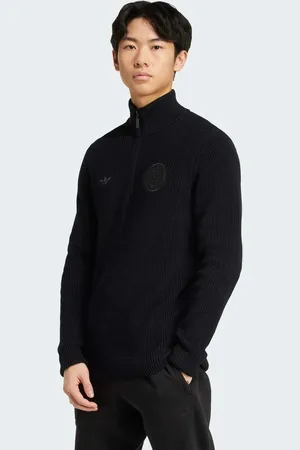 adidas Sudadera negra con media cremallera de punto Germany Anniversary de