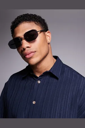 ASOS Gafas de sol plateadas con montura al aire y lentes negras de estilo retro de los años 90 de