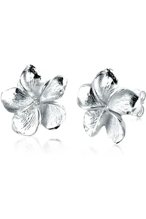 Elli Pendientes de botón plateados con diseño de flor de mayo de filigrana de plata de ley 925 para mujer de