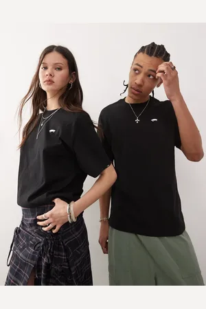Vans Camiseta negra extragrande con logo de skate en la parte izquierda del pecho Salton de