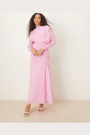 ASOS Vestido largo con mangas blusón y detalle fruncido de