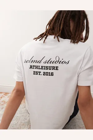 Reclaimed Camiseta blanca unisex de corte cuadrado slim con estampado gráfico trasero de
