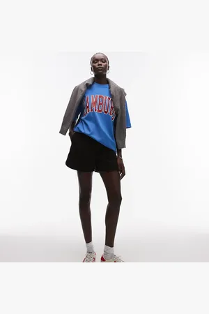 Topshop Joggers cortos negros con pinzas de Tall