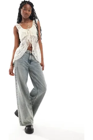Reclaimed Top blanco estilo túnica lencera de