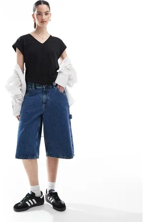 Dr Denim Pantalones cortos vaqueros azul medio retro de talle medio y corte holgado Bree Worker de