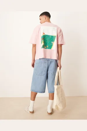 ASOS Camiseta rosa de corte cuadrado extragrande con estampado gráfico deportivo y sisas caídas de