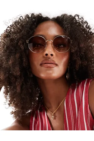 ASOS Gafas de sol redondas con lentes marrón degradado de metal de