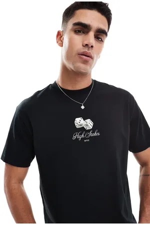 Cotton On Camiseta negra de corte suelto con estampado gráfico artístico de dados de Cotton On
