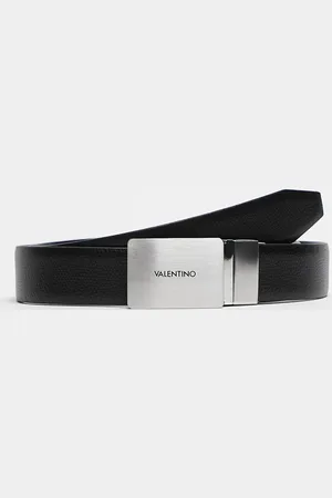 VALENTINO Cinturón negro con hebilla gruesa plateada Litech de Valentino