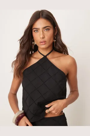 ASOS Top corto con cuello halter y patrón calado geométrico de (parte de un conjunto)