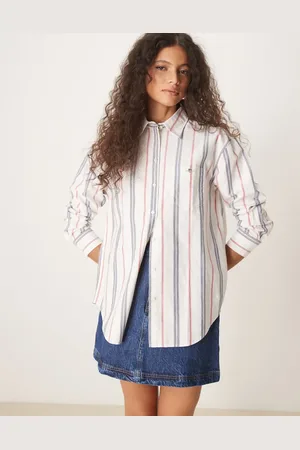 GANT Camisa Oxford blanca a rayas holgada con logo clásico de -Blanco