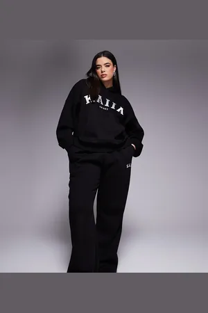 Kaiia Joggers negros de pernera ancha de Plus (parte de un conjunto)