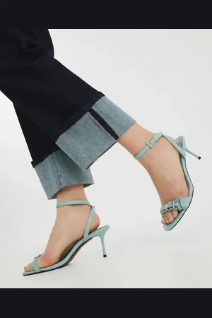 River Island Sandalias azules de tacón con detalle de hebilla de
