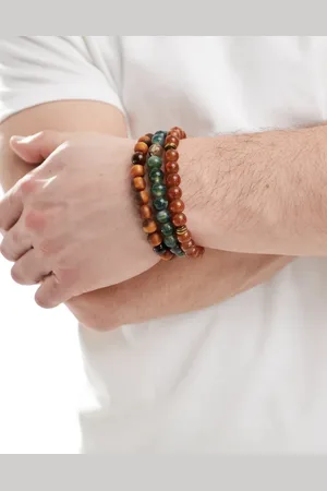 ASOS Pack de 3 pulseras en tonos tierra de cuentas de
