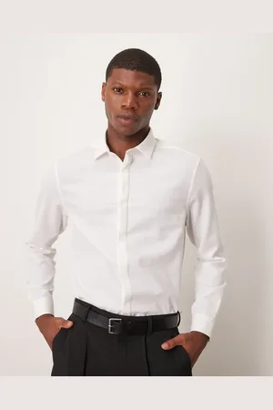 ASOS Camisa de vestir blanca de corte estándar de tejido fácil de planchar de