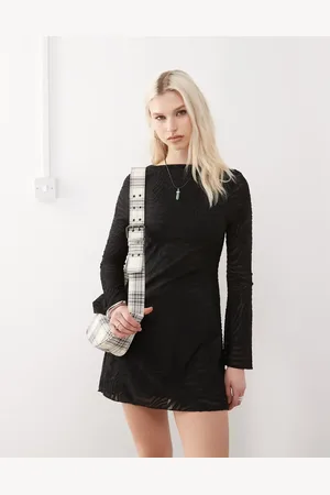 Reclaimed Vestido corto con mangas ángel y estampado de cebra de