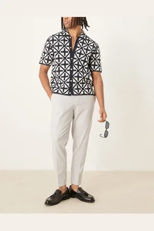 ASOS Pantalones de vestir de corte tapered con dobladillos vueltos de mezcla de lino de