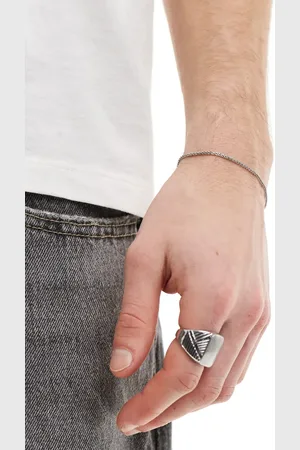 ASOS Pulsera plateada de cadena efecto cuerda de acero inoxidable resistente al agua de