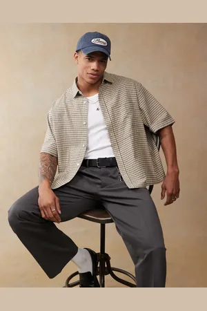ASOS Camisa a cuadros de corte cuadrado extragrande de -Neutro