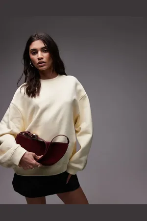 Topshop Sudadera crema extragrande con costuras de -Neutro