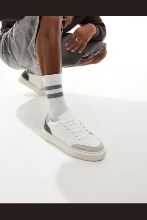 JACK & JONES Zapatillas de deporte blancas y azules de mezcla de ante de