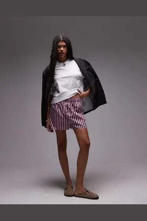 Topshop Pantalones cortos rosas y morados a rayas de estilo bóxer de (parte de un conjunto)