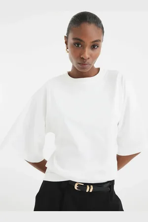 River Island Camiseta blanca con mangas kimono de -Negro