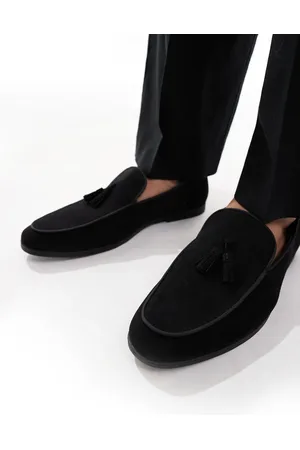 SEQWL Mocasines negros con borlas de antelina Charlie de