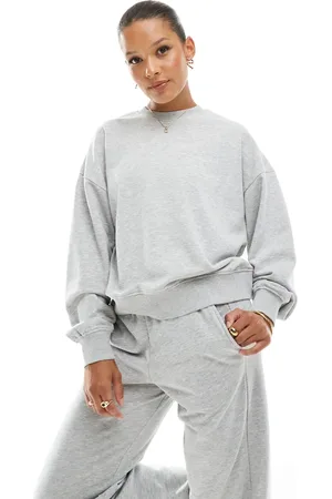 JJXX Sudadera gris de corte cuadrado de (parte de un conjunto)
