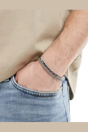 ASOS Pack de 2 pulseras plateadas de cadenas variadas de