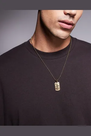 ASOS Collar de cadena con colgante de placa identificativa de acero inoxidable resistente al agua de