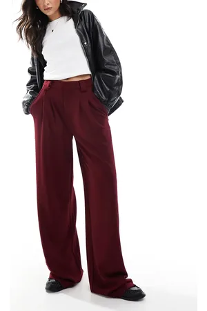 ASOS Pantalones de pernera ancha con panel en contraste de -Rojo