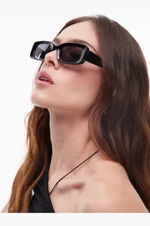 Topshop Gafas de sol negras con montura estrecha rectangular Barcelona de