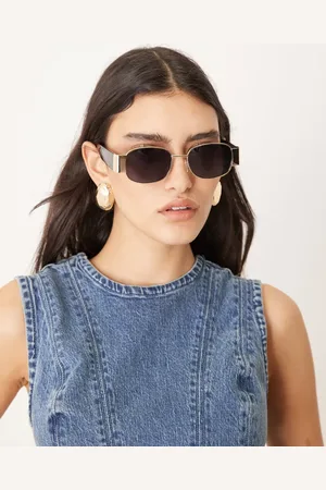 ASOS Gafas de sol con montura redondeada de metal, patillas anchas y lentes ahumadas de