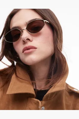 Topshop Gafas de sol doradas con montura angular de metal Lanzarote de